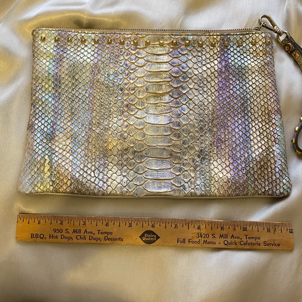 Iridescent Python Snakeskin Clutch Retta Wolff - image 1